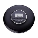 Personal CD Player Portable Compact 3.5mm Jack Music Anti Skip Car USB AUX Portable Disc Player with Headphones, USB Powered/ Battery Powered & Shockproof, Black