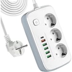 Multiprise Electrique, Bloc Multiprise, Parafoudre Multiprise avec Interrupteur, 3 Prises Outlet + 6 Ports usb, Rallonge Multiprises 3M