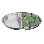 Oval Vegetable Dish 2 Division with Lid Stainless Steel 25 x 18 x 3.5cm 10"