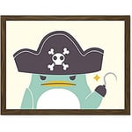 Wee Blue Coo Pirate Penguin Illustration Cartoon Kids Animal Children Art Large Art Print Poster Wall Decor 18x24 inch