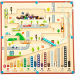 Montessori leksak från 3 4 5 6 år, magnetspel labyrint för att lära sig färger och siffror, magnetisk stadslabyrint, träleksak, barn resespel Stad