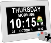 Véfaîî Newest,Dementia Clock 2.0 with Auto DST, 20 Custom Reminders, Day Clock with Sun/Moon icons for Memory Loss, Alzheimer's, 7" with Remote & HD Picture Frame