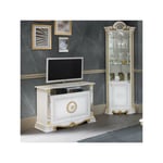 Meuble tv 2 portes 1 niche Blanc/Or - adele - l 106 x l 48 x h 78 cm