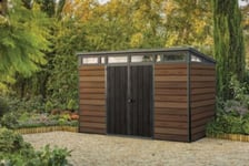 Abri de jardin WALNUT Signature 117 en résine coloris noyer - 7,4 m² - KETER