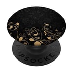 Black Rose-Gold Mandala Floral and Fruit Art Leather Marble PopSockets Swappable PopGrip