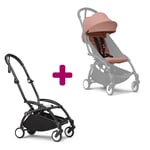 Stokke Pack chassis poussette YOYO³ Noir + pack 6+ Ginger