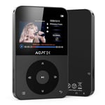 AGPTEK 64Go Lecteur MP3 Bluetooth 5.3 Lecteur Musical sans Perte HiFi Baladeur Portable en Métal avec 2,3 Pouces Écran Horizontal/Haut-Parleur/Vidéo/Enregistrement/Radio FM/E-Book/Podomètre - Noir