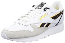 Reebok Mixte Cuir Classique Basket, FTWR Blanc Noir Toujours Jaune, 36 EU