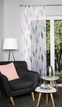 HOMEbasics 41462 Paolo Rideau à Galon fronceur Transparent imprimé | (Rouge, 175 x 140 cm)