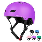 KORIMEFA Casque de Vélo pour Enfants 3-13 Ans CE Certifié Casque Enfant Trottinette pour Bébés Filles Garçons Protection pour Multi-Sport (Violet, M (55-58cm))