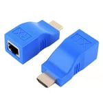 Câble HDMI Extensible de 30 mètres en Réseau Transmission Signal Amplifiée Convertisseur HDMI vers RJ45 Câble Unique Extensible Couleur Bleu