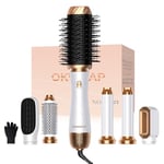 Airstyler 6 en 1 OKWRAP Brosse Soufflante Air Styler set Hair Styler Avec 6 Accessoires Seche Cheveux Fer a Boucler Brosse Soufflante Brosse Lissante Pour Cheveux, Kit de coiffure Pour Sécher