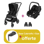 Maxi Cosi Poussette duo Leona 2 Twillic black + adaptateurs coque cabriofix = base offerte