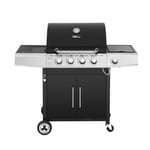 Barbecue Gaz sur Chariot - Royal Gourmet - 4+1Brûleurs Puissance 14,5kW - 2 Grilles en Émaillée-Surface de Cussion 60 x 42 cm - Noir