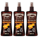 Hawaiian Tropic Sunscreen Dry Oil Spray SPF 10 Coconut & Papaya 200ml x 3