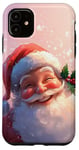 iPhone 11 Vintage Pink Christmas Cute Funny Santa Claus Holiday Xmas Case