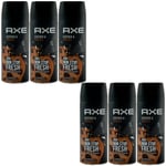 Axe Deodorant Spray Leather & Cookies 6 X 150ml for Man 48H Protection Bodyspray