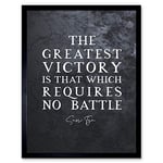 Artery8 Slate Inspiring Quote Sun Tzu Greatest Victory No Battle Art Print Framed Poster Wall Decor 12x16 inch