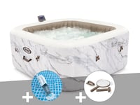 Kit spa gonflable Intex PureSpa Calacatta carré Bulles 4 places + Aspirateur + Kit d'entretien