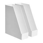 Amazon Basics Organiseur en plastique Lot de 2 range-revues Blanc