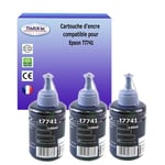 3 Bouteilles encres compatibles avec Epson ET-M201, ET-M205, ET-16500 remplace Epson T7741 (C13T774140) - Noire 140ml T3AZUR