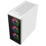 CIT Raider Gaming PC Case Mid ATX 6x A-RGB LED Fans Tempered Glass Panels White