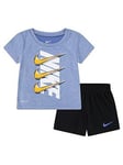 Nike Kids Boys Dropset T-shirt And Short Set - Blue, Blue, Size 2-3 Years