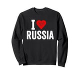 Funny Design Retro I Love Russia with a Red Heart Sweatshirt