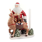 Villeroy & Boch - Christmas Toy’s Memory Père Noël avec Un cerf , Figurine décorative en Porcelaine Dure, Convient pour Les Bougies à Tige, Multicolore, 30 x 24 x 35 cm