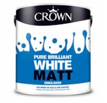 Crown Matt Emulsion 2.5L Wall Ceiling Pure Brilliant White Matt Paint LOW ODOUR