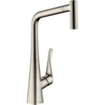 hansgrohe Metris M71 Mitigeur de cuisine 320, avec douchette extractible 2 jets, sBox, aspect acier inox, 73801800