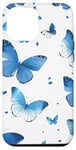 iPhone 12 Pro Max Blue Butterflies White Background Case