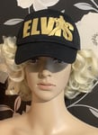 Elvis presley style baseball cap hat king rock roll black gold image music icon