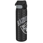 Ion8 Gourde Inox, 600ml, Anti-Fuite, Facile à Ouvrir, Verrouillage Sécurisé, Lavable au Lave-Vaisselle, Poignée de Transport, Durable, Acier Inoxydable, Motif 3D NFL, Raiders