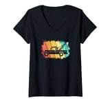 Womens Retro Silhouette Tow Truck Wrecker Tow Truck Operator V-Neck T-Shirt