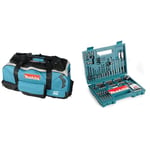 Makita 831278-2 LXT400 Heavy Duty Tool Bag & B-53811 Drill & Screwdriver Bit Accessory Set (100 Piece), Multi-Colour, Set of 100