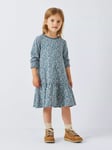 John Lewis Kids' Ditsy Floral Print Cotton Dress, Indigo Blue/Multi