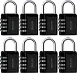 8 x Heavy Duty 4 Digit Combination Security Padlocks - Gym Locker/Travel Luggage