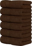 Utopia Towels Lot de 6 essuie-Mains Marron – 100% Coton peigné filé à l'anneau, Ultra Doux et très absorbants, 600 g/m² – Grandes Serviettes épaisses de 40,6 x 71,1 cm, de qualité hôtelière et Spa