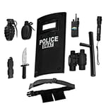 Dress Up America Police Ultime RPG Tout-en-Un pour Enfants - Comprend Un Bouclier SWAT, Une Ceinture réglable, Une Lampe de Poche et Plus, Un Uniforme de Police Halloween, Noir