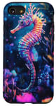 Coque pour iPhone SE (2020) / 7 / 8 Hippocampe éclatant au milieu de la flore sous-marine colorée