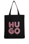 HUGO Mens Erik HM Tote Cotton-blend tote bag with graffiti-style stacked logo Size One Size