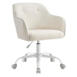 SONGMICS Chaise de Bureau, Fauteuil Ergonomique, Siège Pivotant, Réglable en Hauteur, Capacité 110 kg, Cadre en Acier, Tissu Peluche Respirant et PU, pour Bureau, Chambre, Beige Cappuccino OBG019W01