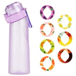 Smaksatt vattenflaska med 7 smakpods Air Water Up flaska Frostad svart 650 ml Air Starter Up set Vattenkopp för camping Sport Purple