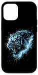 Coque pour iPhone 15 Tigre Lightning Bleu ciel Art de la faune Animal