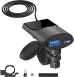 12v-24v Prise Usb De Moto: Prise Chargeur De Voiture Pd 3.0 Type C Et Qc 3.0 Double Usb ?Tanche Avec Charge Rapide Led Bleue Pour T?L?Phone, Ipad, Gps, Cam?Ra