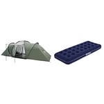 Coleman Ridgline Plus 4 Four Person Tent & Bestway Pavillo Single Size Air Bed | Inflatable Outdoor, Indoor Airbed for Camping, Quick Inflation Air Mattress, Blue