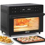 Bakaji Four friteuse à air chaud capacité 30 l 1800 W réfrigérateur grille sèche sans huile Airfryer écran tactile 18 programmes fonction double cuisson minuterie réglage température double verre