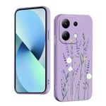 WOKEZ Silicone Liquide Cover pour Xiaomi Redmi Note13 Pro 4G/Xiaomi Poco M6 Pro 4G avec Motif Floral, Mince Silicone Cover pour Redmi Note13 Pro 4G/Poco M6 Pro 4G avec Antichoc-Violet38