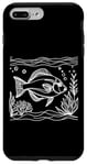 Coque pour iPhone 7 Plus/8 Plus Line Art Poisson & Ichtyologiste Veste en cuir